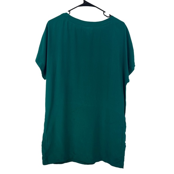 Joie 100% Silk Teal Blue Green Short Sleeve Pocket Dress Size XS Oversized - Picture 4 of 7